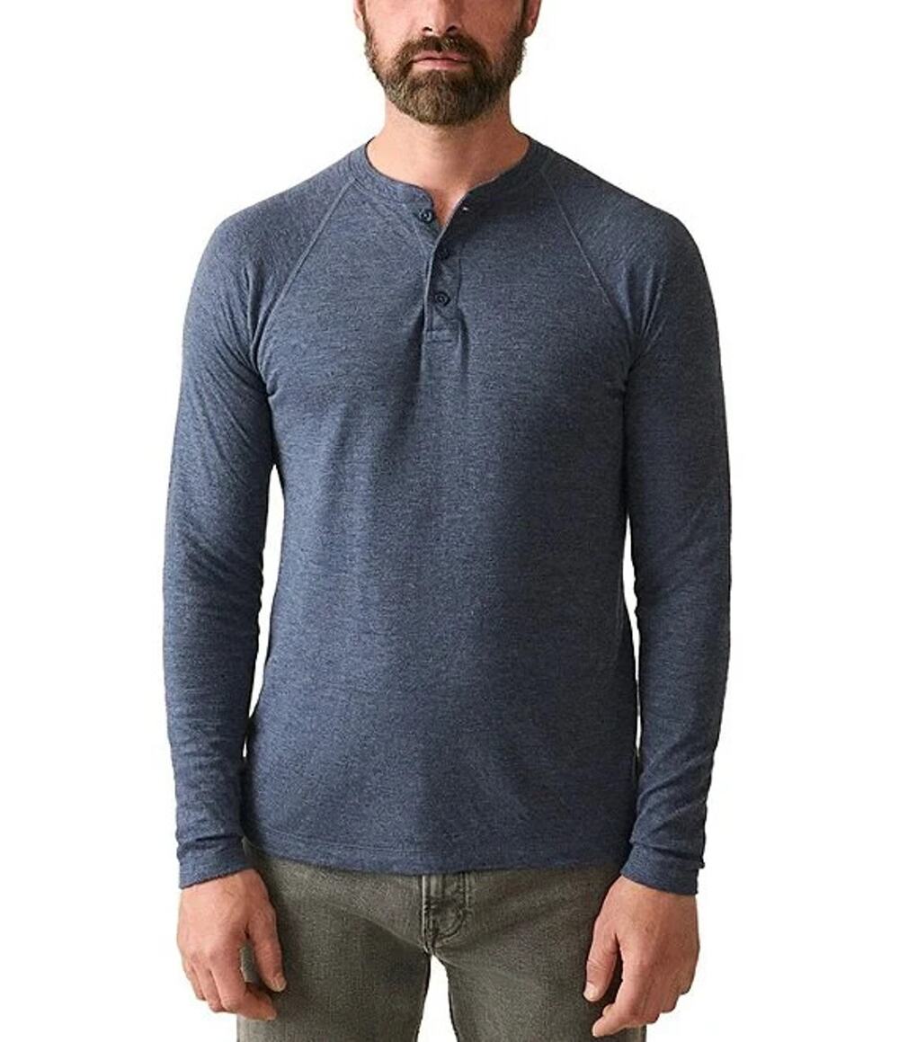 Faherty Henley Shirt Mens Navy Cloud Cotton Pima Modal Long Sleeve M A010567